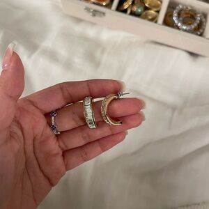 Gold tone CZ baguette hoops